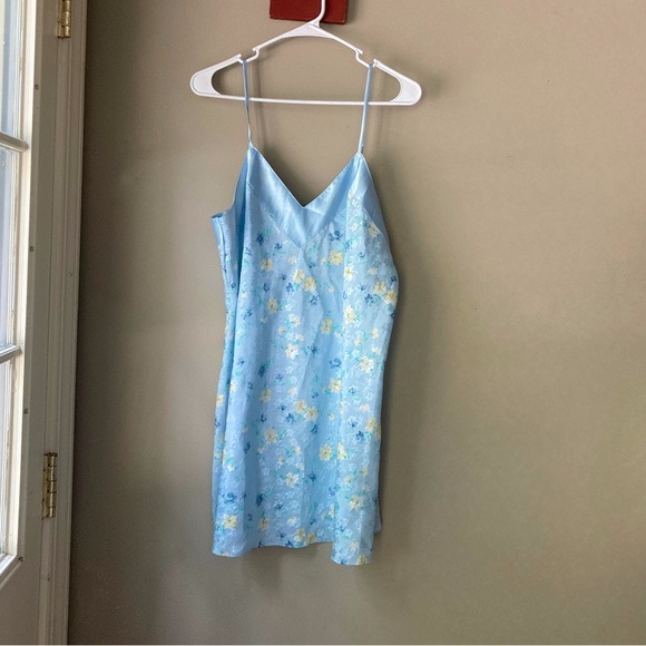 Vintage Cacique Lingerie Blue & Yellow Floral Slip Nightgown L NWT - Picture 2 of 7